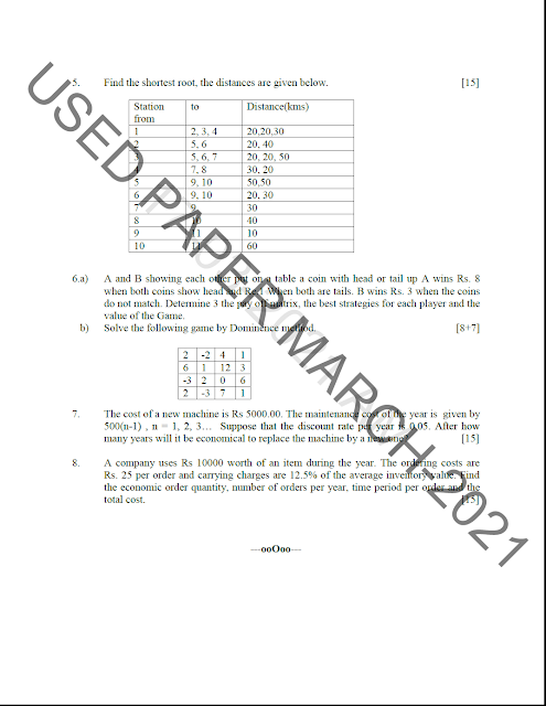 operation research question paper 17 scheme
